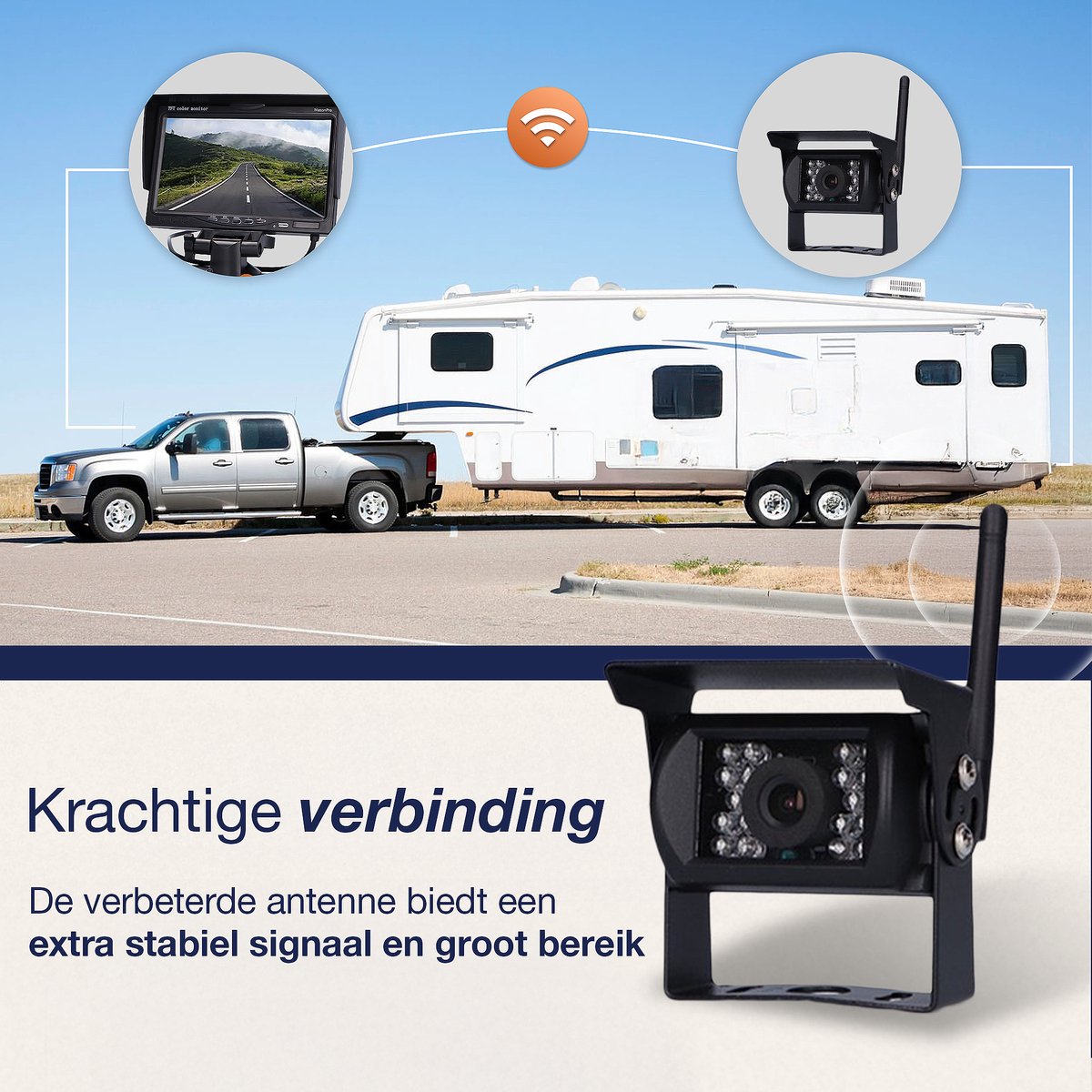 Aeo WiFi Achteruitrijcamera – Draadloos, Waterdicht, Met IR-nachtzicht En Magnetische Bevestiging, Perfect Voor Truck, Caravan Of Trailer