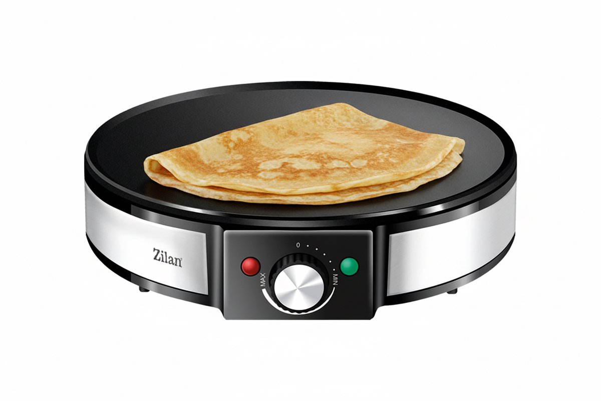 Zilan ZLN2922 Elektrische Crêpe- & Pannenkoekenmaker Ø30 cm – 1200 W, Non-stick Bakplaat & Temperatuurregelaar – Flinterdunne Crêpes & Snel Schoonmaken