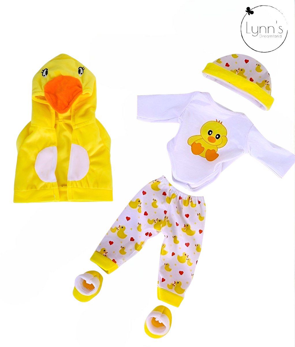 Poppenkleertjes voor babypop 43 cm - Gele eend set - In cadeauzakje - Poppenkleding geschikt voor o.a. Baby Born pop — afbeelding 5