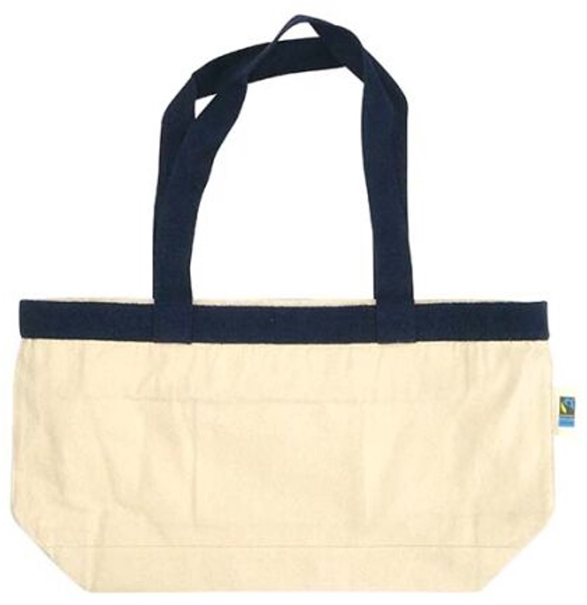 25 stuks Extra stevige katoenen shopper/allround tas - OEKO-TEX®/Fairtrade - ecru/blauw