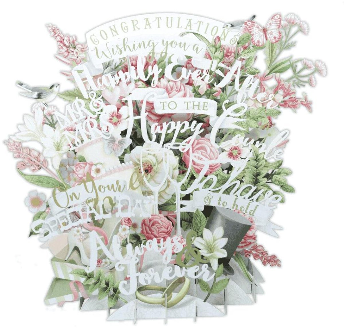 3D Wenskaart On Your Wedding Day – Laser cut huwelijkskaart met envelop