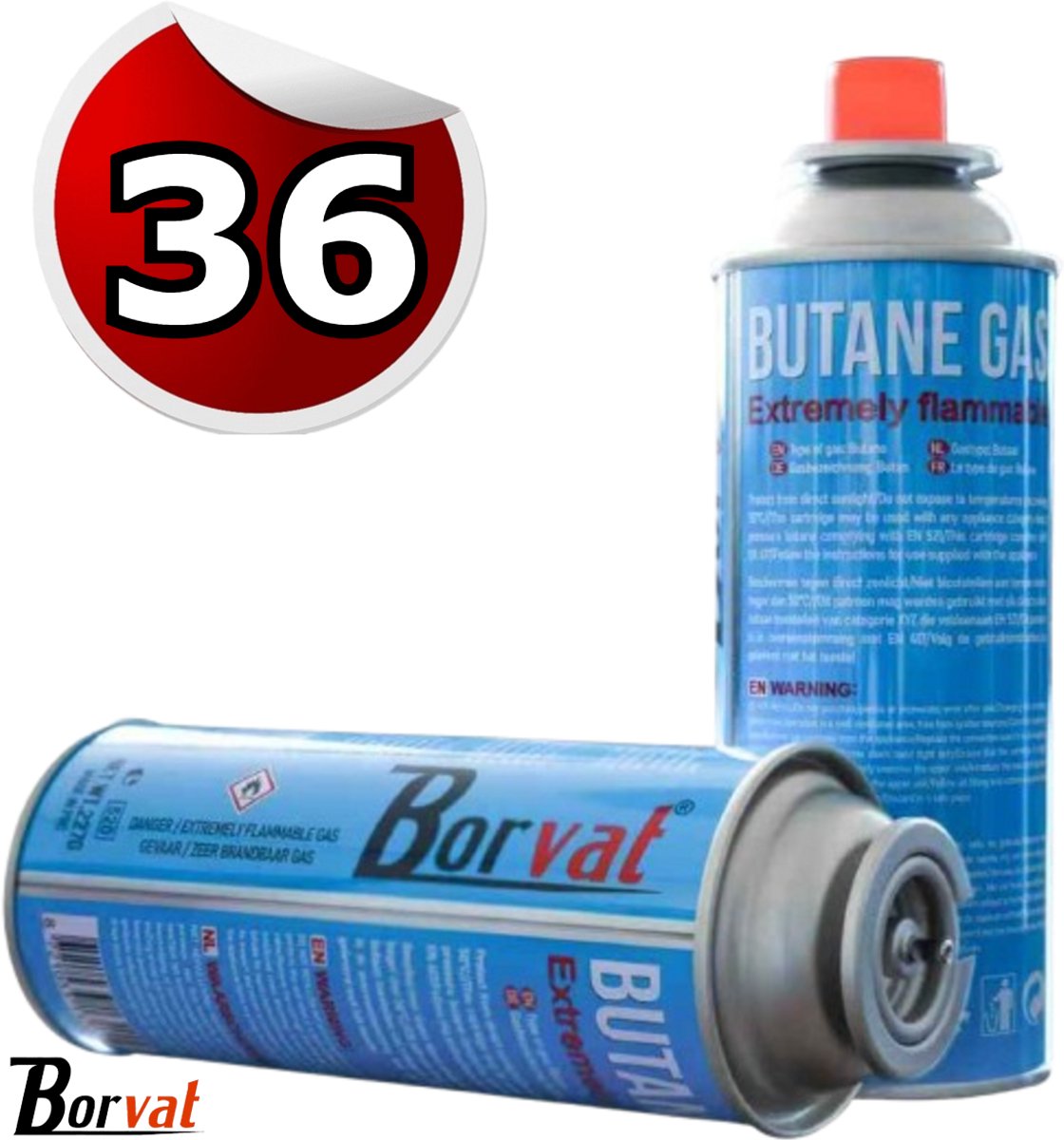 Borvat® - Gasfles butaan gasbus met inhoud van 227gram - 36 stuks in de verpakking