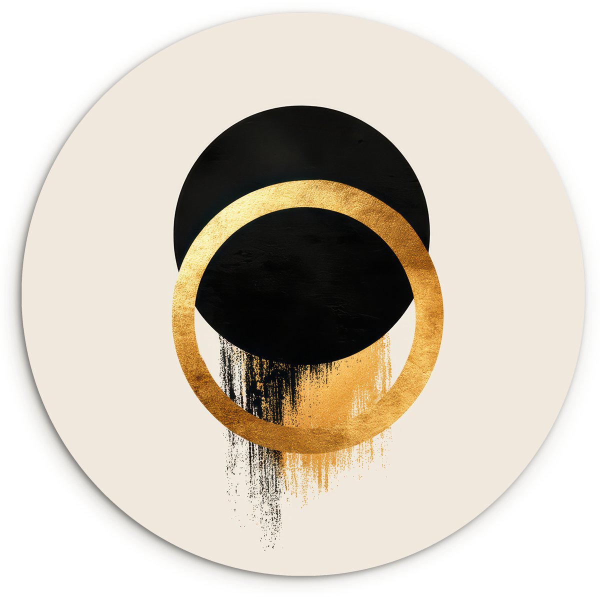 WallCircle Wandcirkel 30x30 cm - Muurcirkel Abstract ontwerp - Zwarte cirkel - Verfvlekken - Muurdecoratie woonkamer - Wanddecoratie slaapkamer - Kamer decoratie accessoires - Ronde schilderijen Cirkels - Verfvlekken