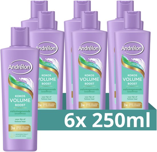 Andrélon - Shampoo - Kokos Volume Boost - 6 x 250 ml