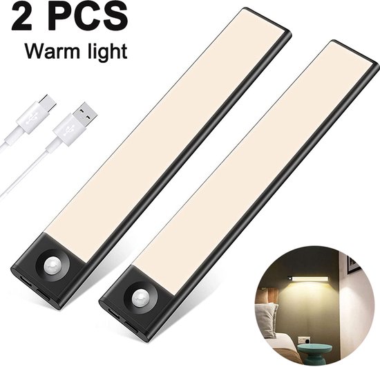 Foto: Kastverlichting keukenlamp bewegingssensor ultradun design 2 stuks voor keuken garage of slaapkamer wit