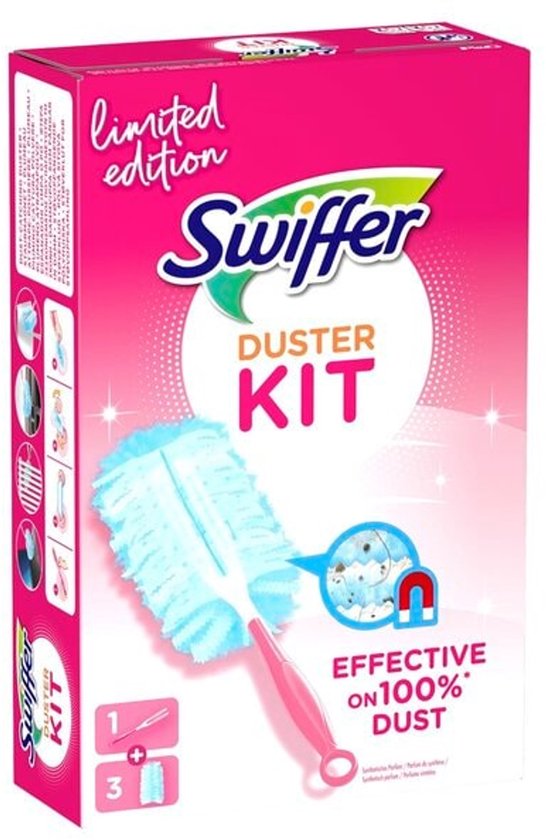 Kit de démarrage Swiffer Duster - 1 manche + 3 recharges - Édition Limited rose