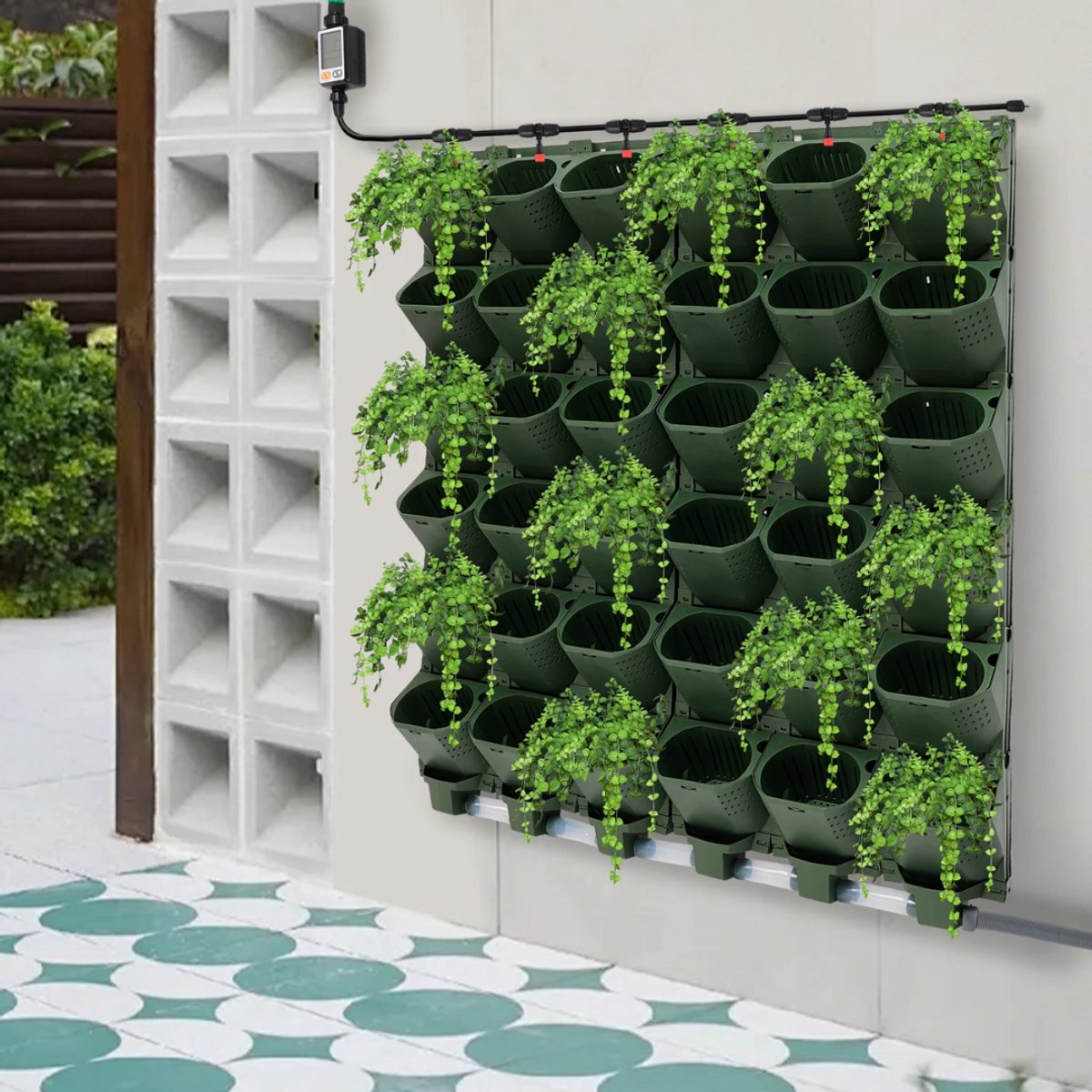 Automatische wandbloempot - zelfwaterende bloempot - Groen - Voor binnen- en buitenplanten - Besproeiingssysteem met zelfirrigatie - Muurbevestiging — cadeau in Cadeau-ideeën - foto 6