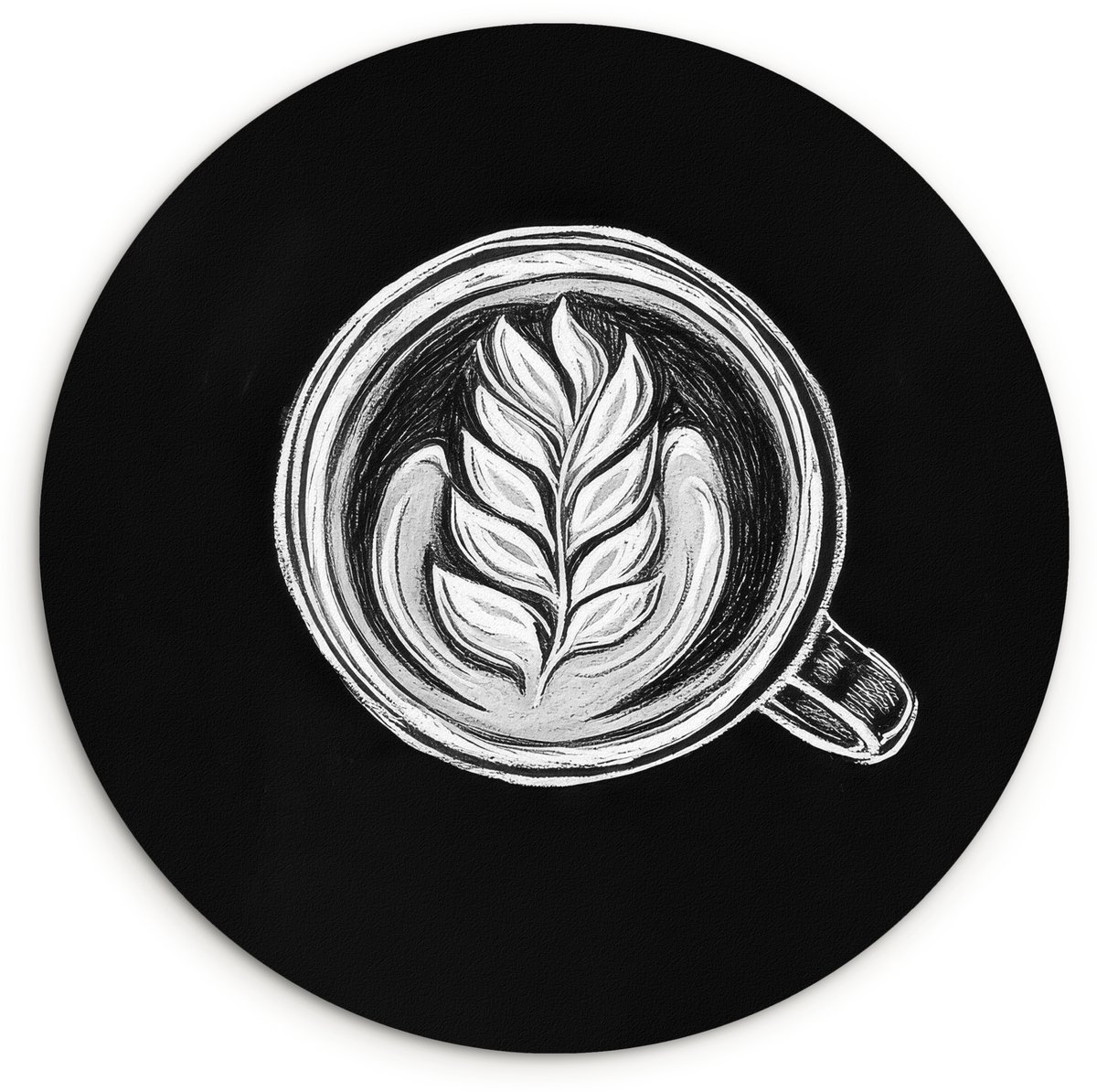 WallCircle Wandcirkel 120x120 cm - Muurcirkel Krijttekening - Koffie - Latte art - Muurdecoratie woonkamer - Wanddecoratie slaapkamer - Kamer decoratie accessoires - Ronde schilderijen