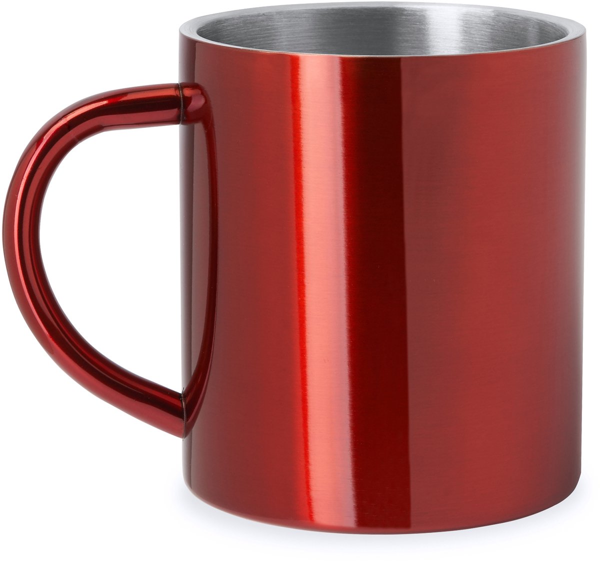 RVS mok model Kiwan - Rood - 290 ML - Beker zonder deksel - Thee - Koffie. Geschikt voor laser