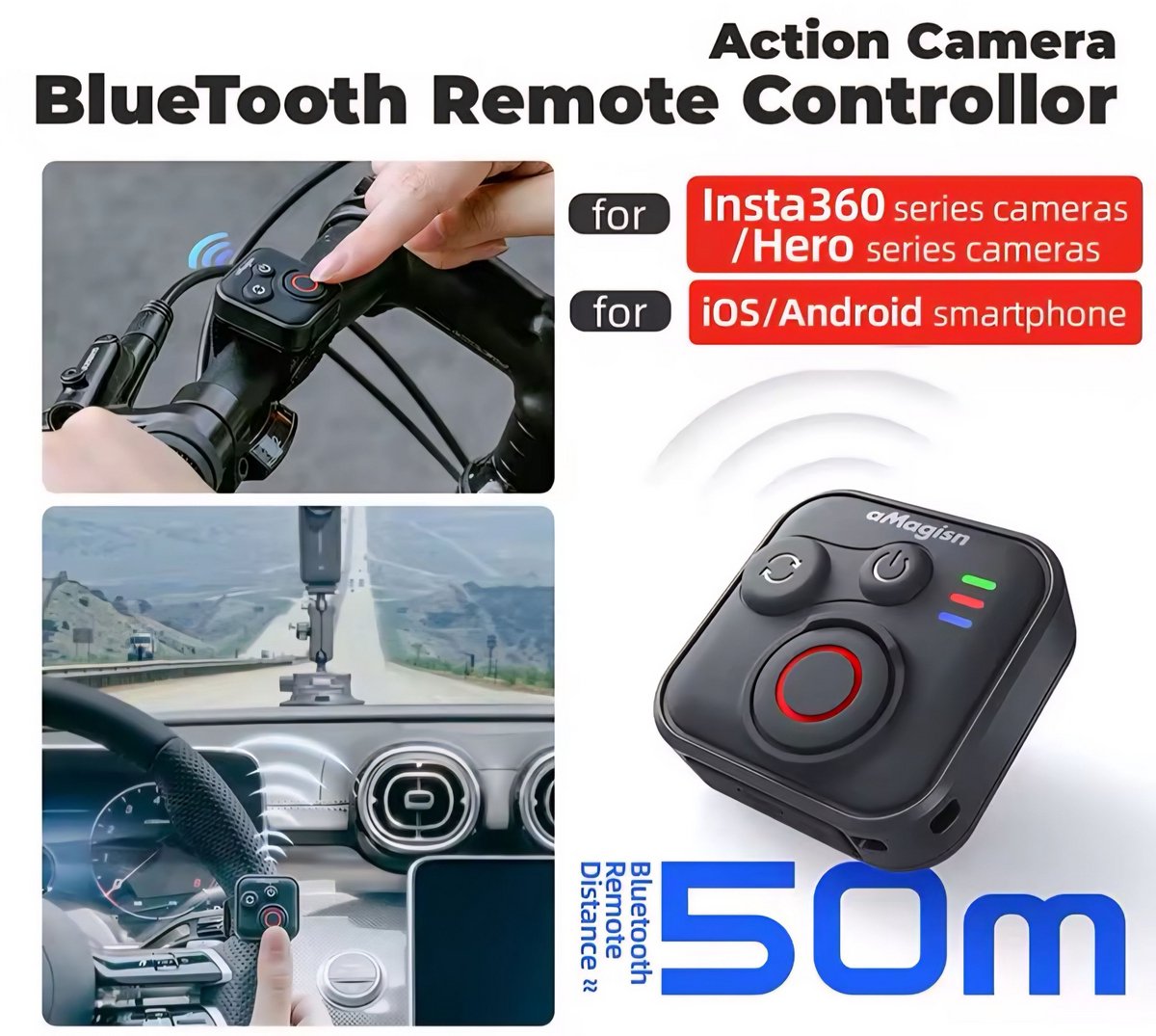 Bluetooth Mini Fernbedienung für Insta360 Go Ultra/X5/X4 Air/DJI Osmo