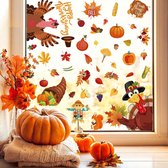 9 vellen Thanksgiving herfst raamstickers. Kalkoen en pompoen. Raamstickers met herfstbladeren, perfect voor de herfst. Geschikt voor thuis, slaapkamer, kantoor, woonkamer, school, raamdecoratie, accessoires en feestartikelen - Cyslmuk®