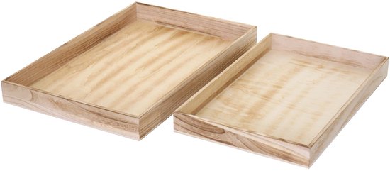 Set de 2 bols T285, plateau plateau petit déjeuner plateau en bois plateau décoratif, look shabby ~ marron naturel