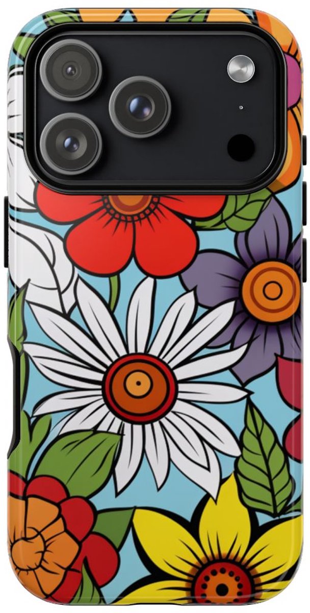 Kleurrijk Bloemenpatroon – Telefoonhoesje Geschikt voor iPhone 17 Pro