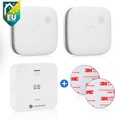 Brandpreventie set - 2x Smartwares FSM-12601 Wifi Rookmelder - 1x Smartwares FGA-13800 Wifi Koolmonoxidemelder - 2x Smartwares FOT-14001 Universele bevestigingsset - Multipack
