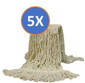 5 x Sopmop Professionele Strengen Mop Katoen Met Band & Geluste Strengen 350 gram
