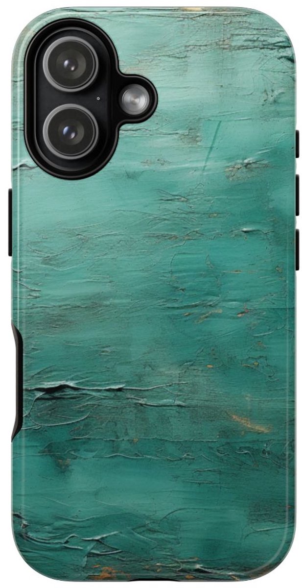 Getextureerde Turquoise Abstracte Kunst – Telefoonhoesje Geschikt voor iPhone 17