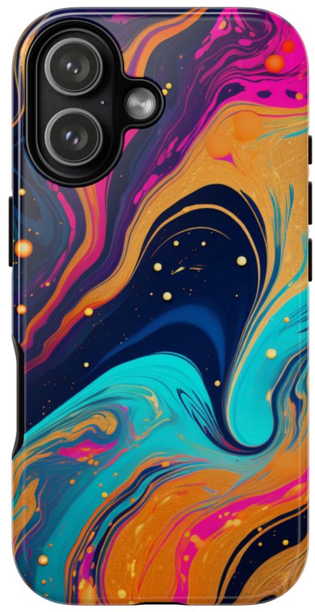 Psychedelisch Neon Marmer Abstract – Telefoonhoesje Geschikt voor iPhone 17