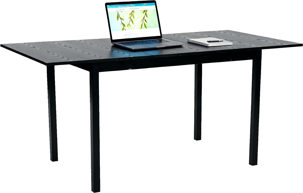 MEUBLES COSY BARI Bureau Uitschuifbaar – Industrieel Design,Stabiel, Uitschuifbaar – Zwart