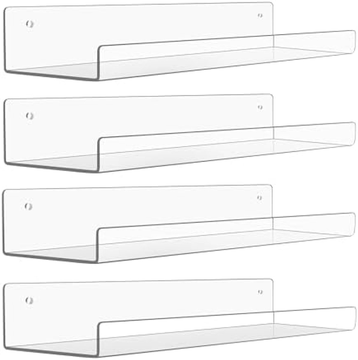 PromoHome 4 Stuks Zwevende Acrylmurenplanken 38 cm - Onzichtbare Wandplanken voor Boeken, Decoratie, Planten en Speelgoed - Transparante Planken voor Slaapkamer, Woonkamer en Badkamer