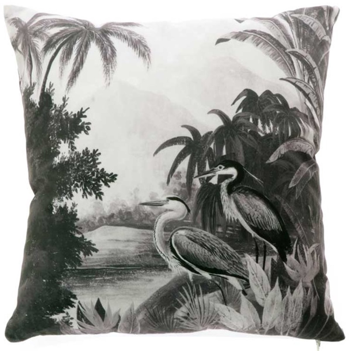 Unique Living | Kussen Exotic print z/w 45x45cm dessin 1 | Kussen woonkamer of slaapkamer