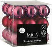 Boules de Noël Mica Decorations - 27 pièces - Ø6 cm - Incassables - Fuchsia