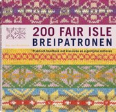 Boekomslag '200 Fair Isle Breipatronen' met vier rijen gebreide patronen in diverse kleuren.
