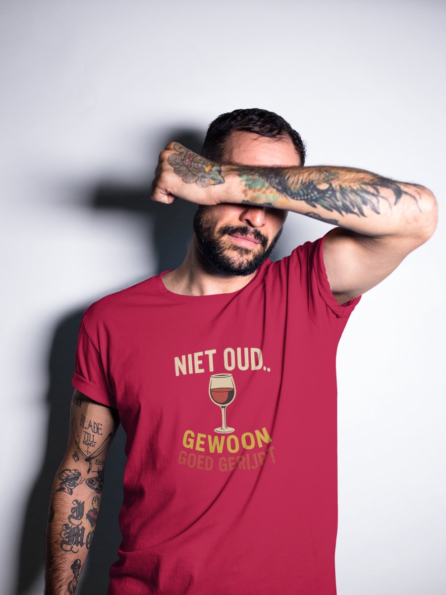 Goed Gerijpt - Verjaardag T-shirt Rood - Grappig T-shirt - Maat L - Verjaardag Cadeau Mannen - Limited Edition