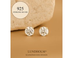 Lundholm Luxe 925 Sterling Zilver Studs Oorbellen - Oorknopjes Zilver Zirkonia 4 mm - Vrouwen cadeautjes tip Kerst Sint - in Luxe Geschenkverpakking