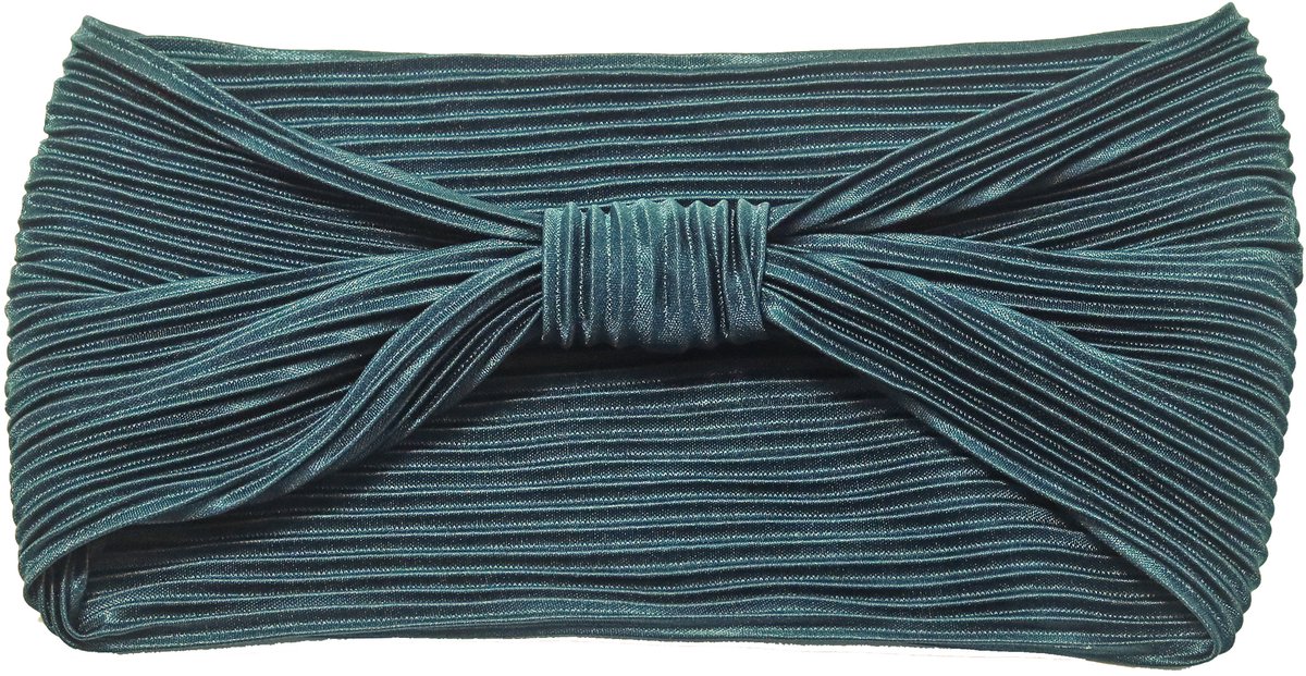 Emilie collection - haarband - groen - - Satijn - Plissé - strik