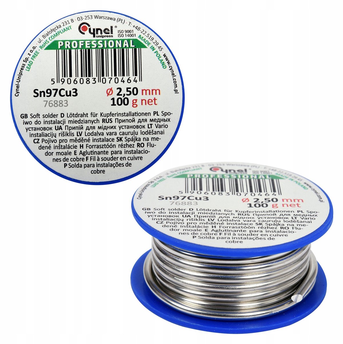 Soldeerdraad SN97CU3 Koper 2,5mm 100g - Zonder Lood