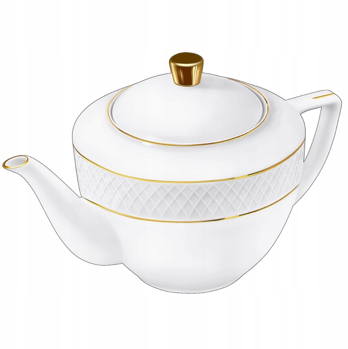 Wilmax Diamond Porseleinen Theepot met Gouden Rand - 900 ml