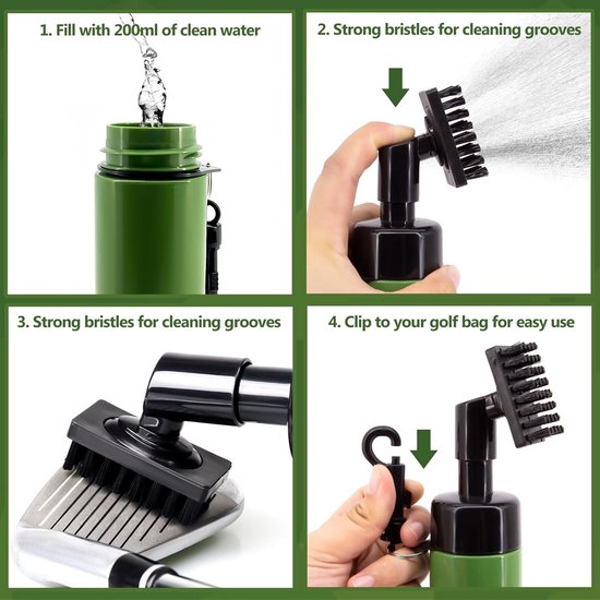 Golf Club Cleaner Borstel, Groene Golf Club Borstel Groove Cleaner Golf Club Cleaner, Professionele Golf Ball Cleaner Met Ingebouwde Water Spray Golf Accessoires van Merkloos — afbeelding 3