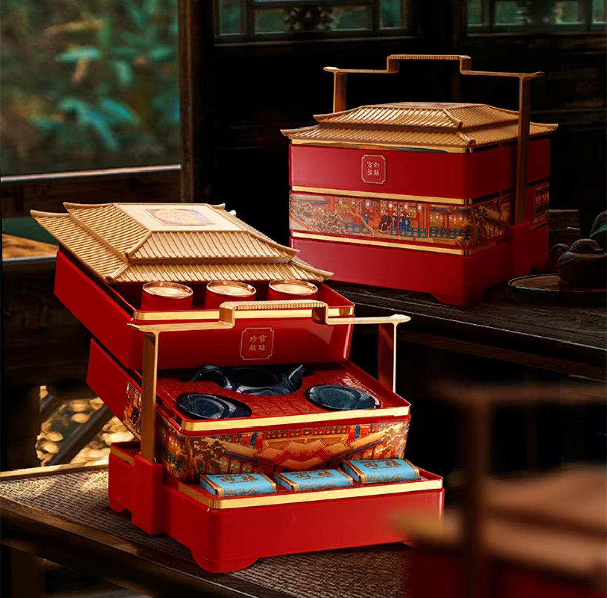Luxe Thee Set in Unieke Doos – Met Theepot, 4 Mokjes & Chinese Thee - Cadeau - Geschenk