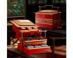 Luxe Chinese Theeset in Paleisdoos - Theepot, 4 Mokjes & 3 Theesoorten
