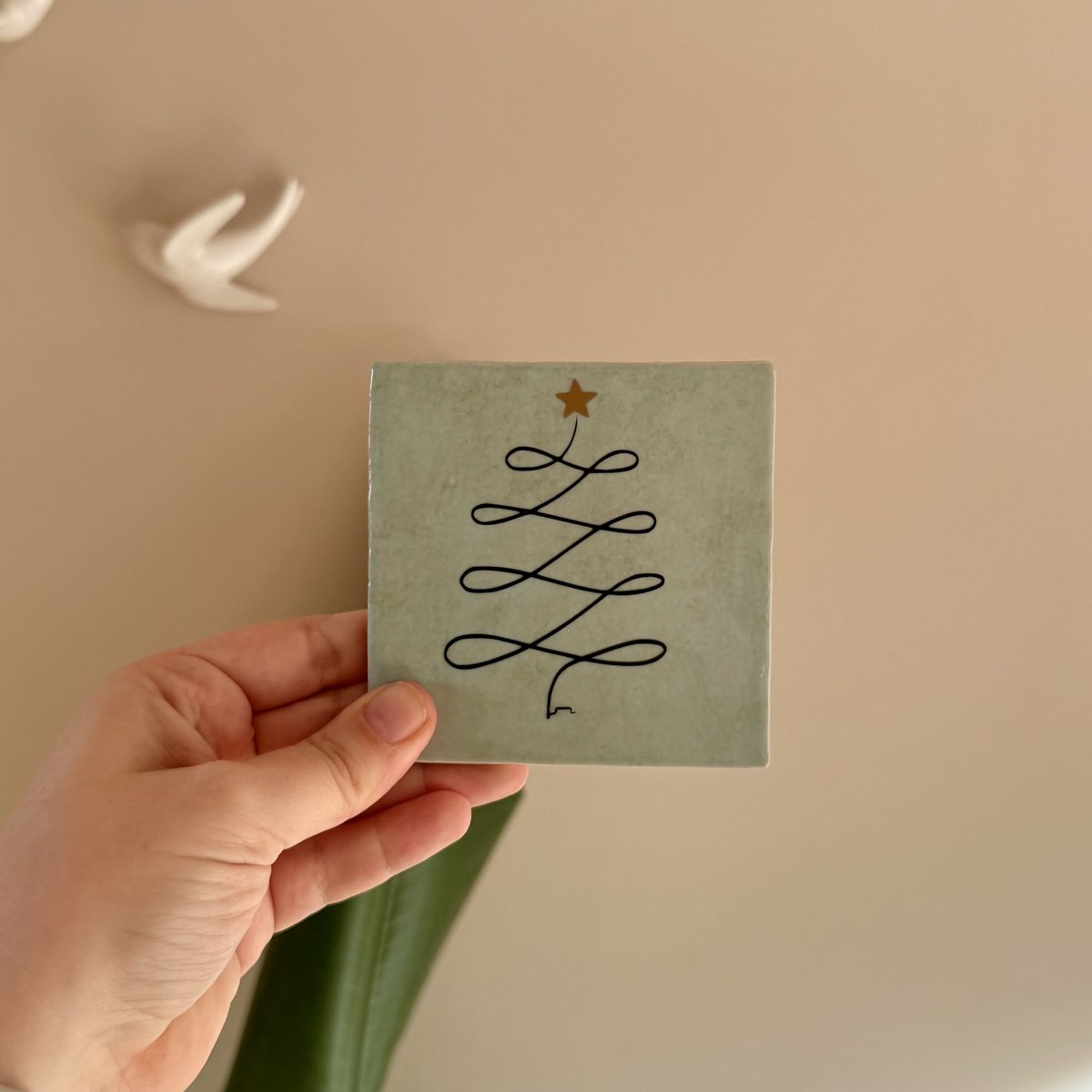 Wij & Blij - tegeltje - lijntekening - kerstboom - groen - december - kerst -interieur - decoratie - verjaardag - cadeau - afscheid - kleinigheidje - bedankje