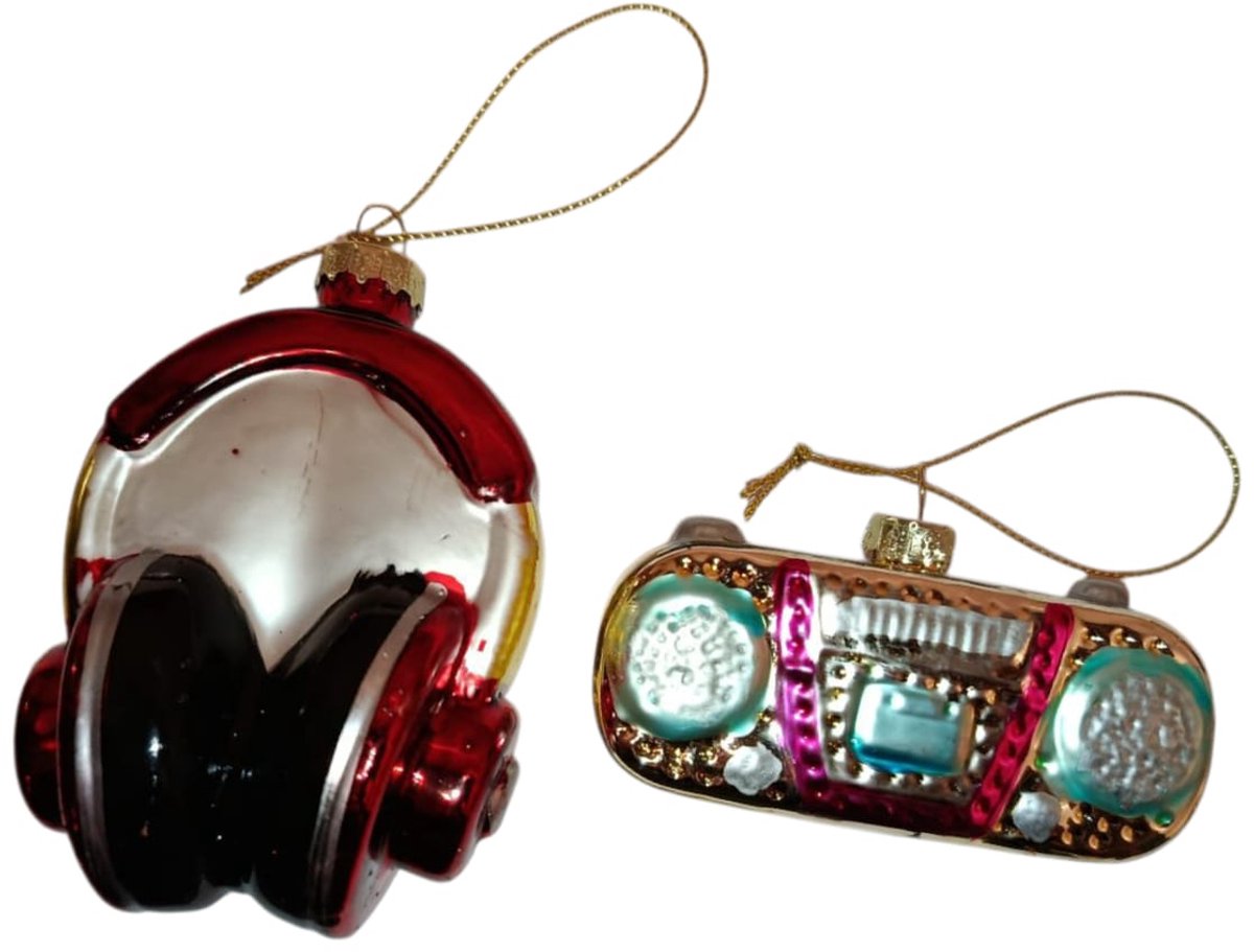 kerstballen set glas ornament music