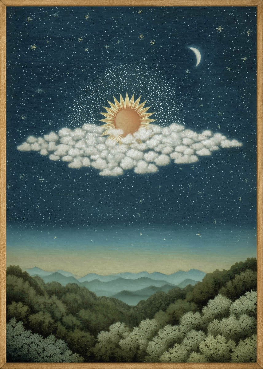 Sterrenhemel Boven het Woud Poster - 30x40 cm