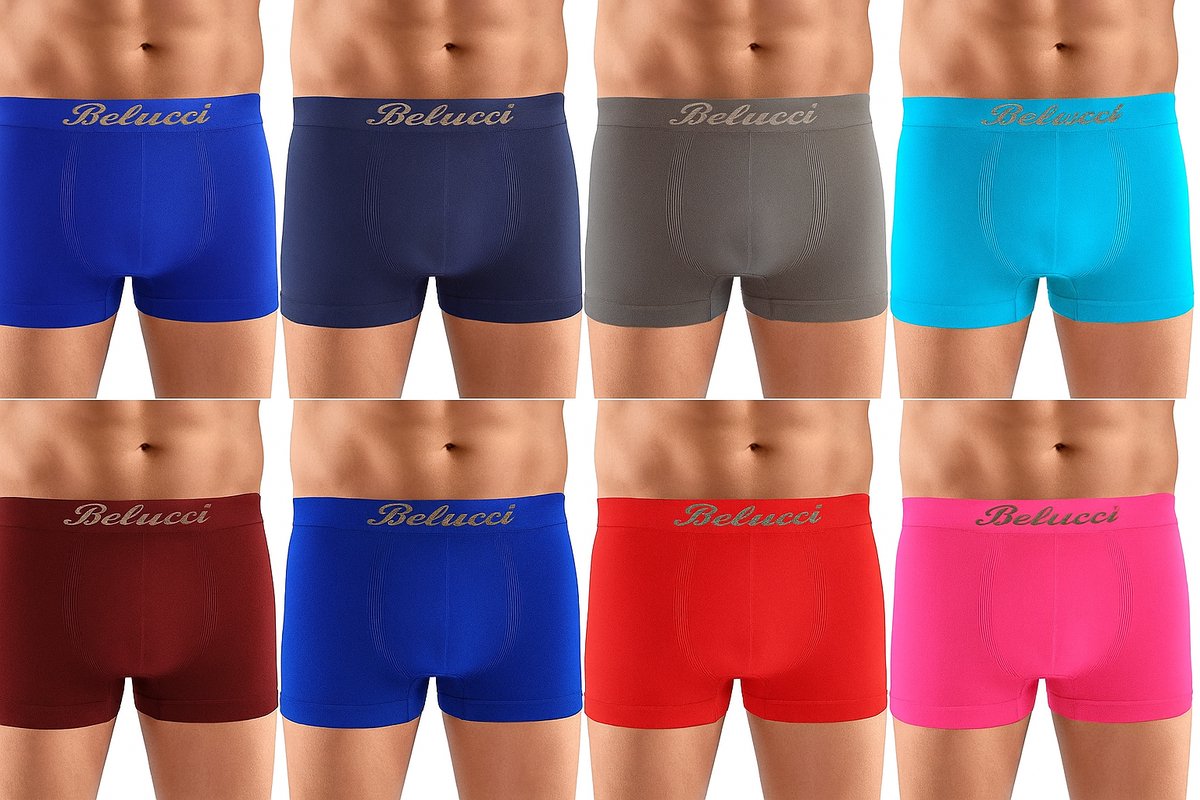 Belucci Microfiber Heren Boxershorts - Voordelige 8-pack - Assorti Kleuren - Maat M/L