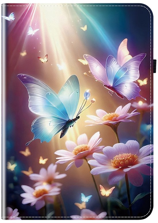 Samsung Galaxy Tab A9 Plus A11 Plus hoesje 11 inch siliconen inleg vlinders bloemen book case cover