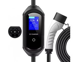 Mobiele Thuislader 3.7kW Type 2 – 5meter – Stopcontact – App-functie – 6A-16A instelbaar – Memory & Uitgesteld laden – IP65 – Inclusief Tas