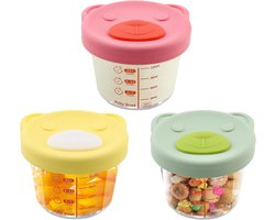 Babypap invriezen containers glas, 3 stuks aanvullende voeding babyaccessoires 120 ml lekvrij babyvoeding container opslag magnetron en vaatwasmachinebestendig