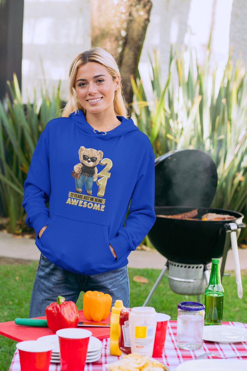 21 Jaar Verjaardag cadeau Hoodie - Blauw Hoodie Vrouwen - Maat L - Verjaardag Cadeau Vrouwen - Limited Edition