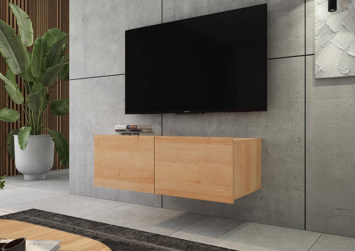 Promeubels - Tv meubel Cosenza - Eiken - 100cm - Tv kast - Hangend of staand