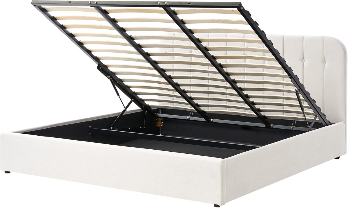 CHALLANS - Bed opbergruimte - Gebroken wit - 180 x 200 cm - Polyester