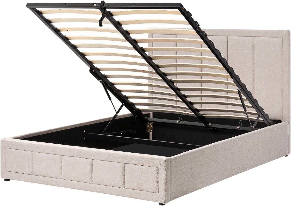 BELIANI QUIBERON - Bed met opbergruimte - Taupe - 140 x 200 cm - Polyester