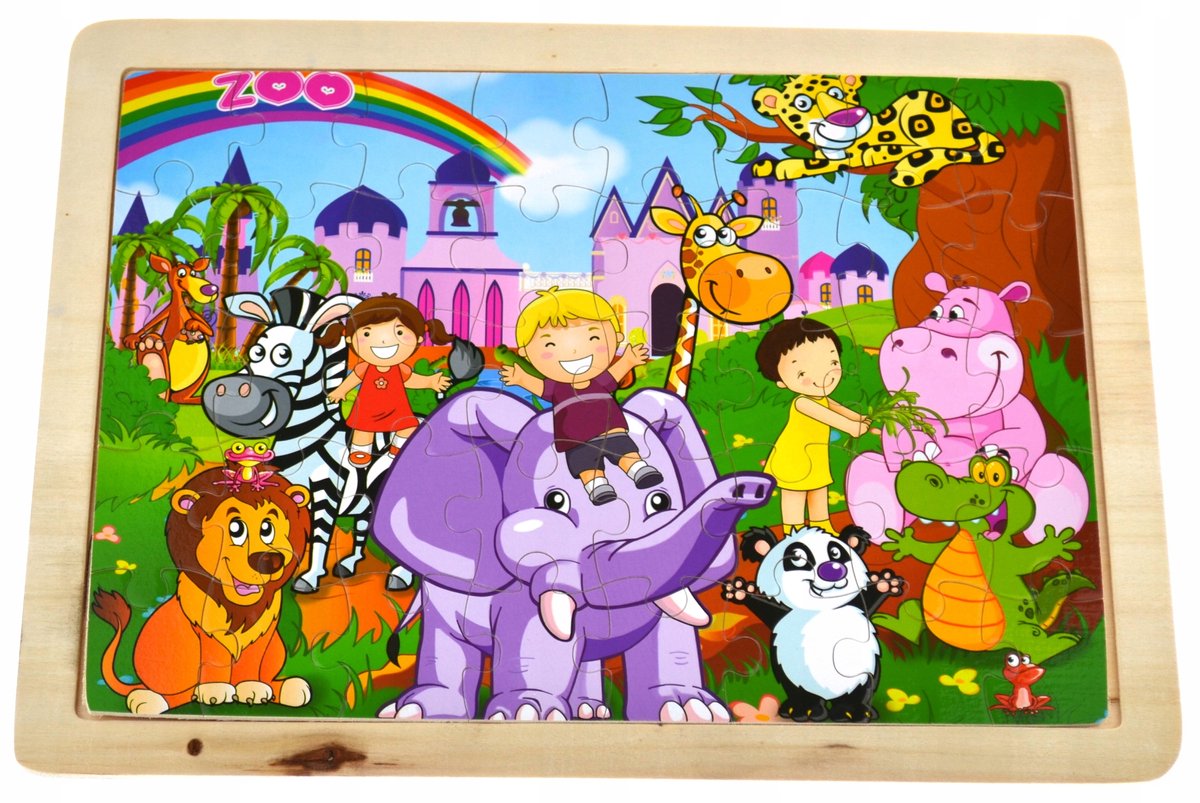 Educatieve Houten Puzzel Dierentuin 40 Stukjes voor Kinderen