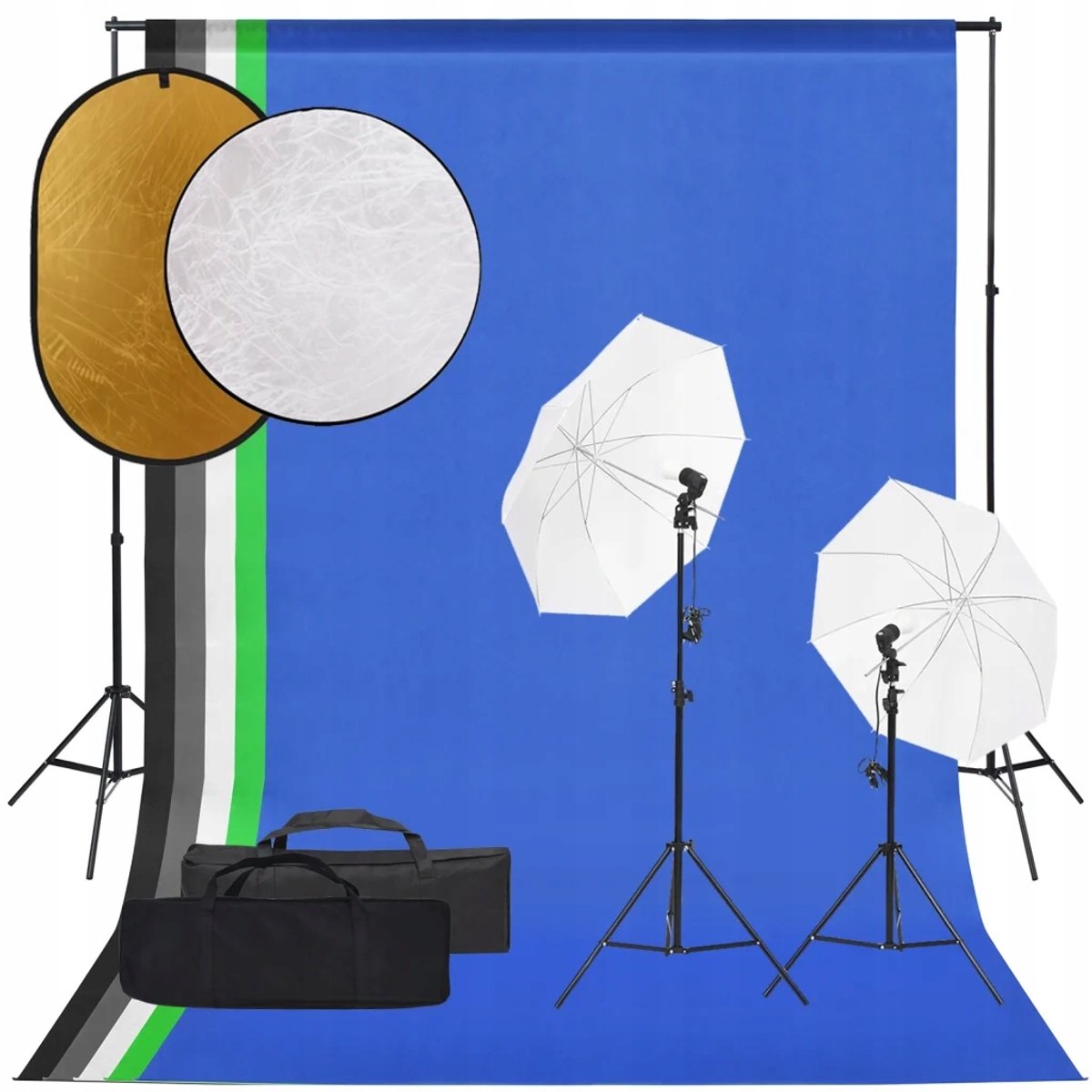 Professionele Fotostudio Set 5500K met Achtergrondsysteem & Reflectoren