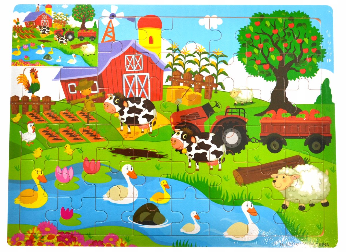 Grote Houten Puzzel 44 Stukjes Boerderij Educatief Kinderspel
