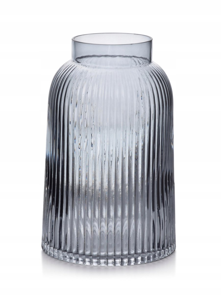 Grijze Glazen Vaas 23cm - Modern Decoratief