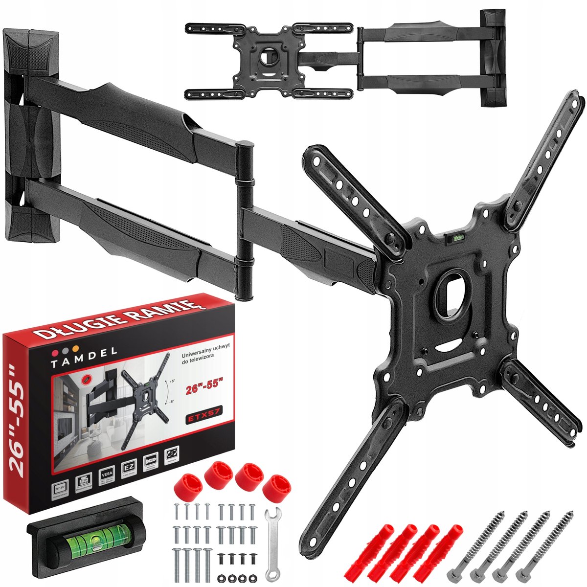 Draaibare TV muurbeugel 26-55 inch, 72cm lange arm, sterk
